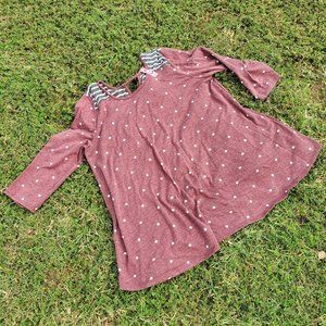 2 for $8 3/4 Sleeve Flowy Polka Dot Striped Top